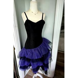 Vintage 1980s Yessica prom cocktail European Black Purple Dress